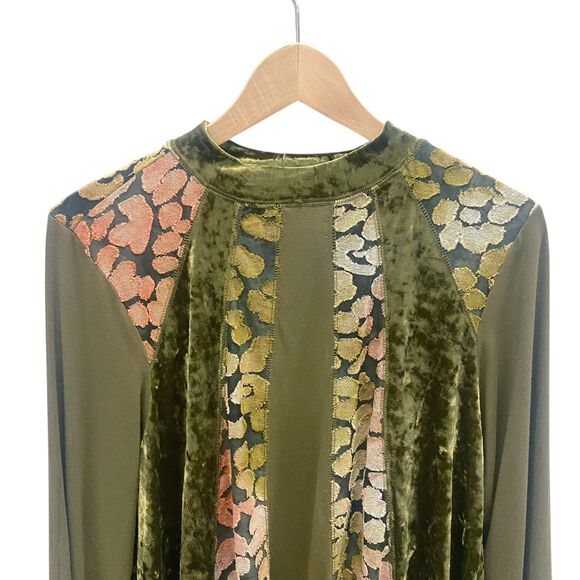 LOGO by Lori Goldstein Boho Art to Wear Velvet Top Vintage Inspired Women’s L - Picture 4 of 12